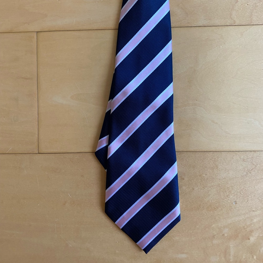 Gymboree Navy and Pink Striped Tie with Velcro Closure - Picture 3 of 7